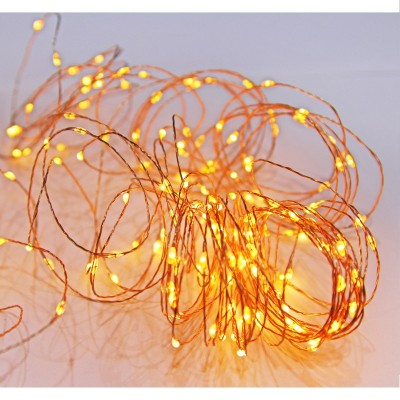 Χριστουγεννιάτικα Ψείρες LED 100 Leds σε Χρυσό φως με Χάλκινο σύρμα 7,40m μήκος καλωδίου IP44 με Προγράμματα